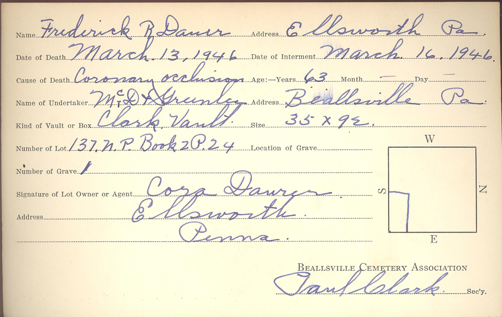 burial card